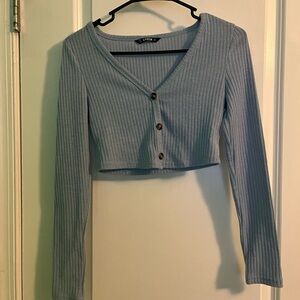 SHEIN Blue Ribbed Crop Top